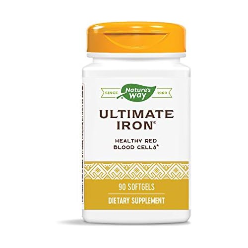  Natures Way Nature’s Way Ultimate Iron Healthy Red Blood Cells* 50 mg per Serving Gluten-Free 90 Softgels