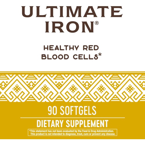  Natures Way Nature’s Way Ultimate Iron Healthy Red Blood Cells* 50 mg per Serving Gluten-Free 90 Softgels