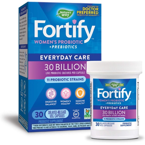  Natures Way Nature’s Way Fortify Women’s 30 Billion Daily Probiotic Supplement, 10 Strains, Digestive Health*, Immune Support*, No Refrigeration, 30 Capsules