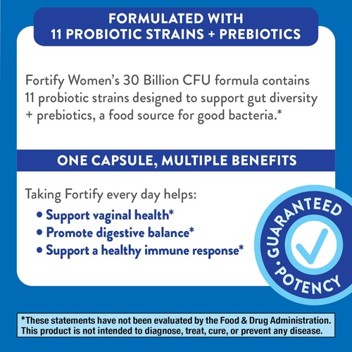  Natures Way Nature’s Way Fortify Women’s 30 Billion Daily Probiotic Supplement, 10 Strains, Digestive Health*, Immune Support*, No Refrigeration, 30 Capsules