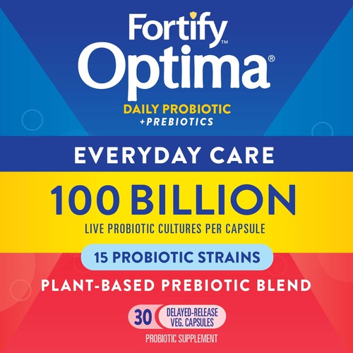  Natures Way Nature’s Way Fortify Optima Daily Probiotic, 100 Billion, 15 Strains, Digestive & Immune Support*, with Prebiotics, 30 Capsules
