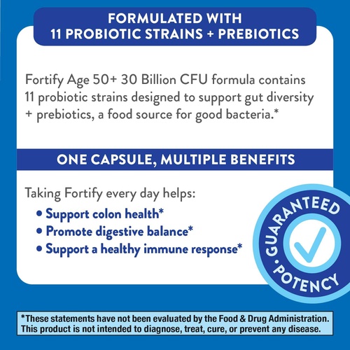  Natures Way Nature’s Way Fortify Age 50+ 50 Billion Daily Probiotic Supplement, 10 Strains, Digestive Health*, Immune Support*, Colon Health*, Non-GMO Project Verified, No Refrigeration Requir