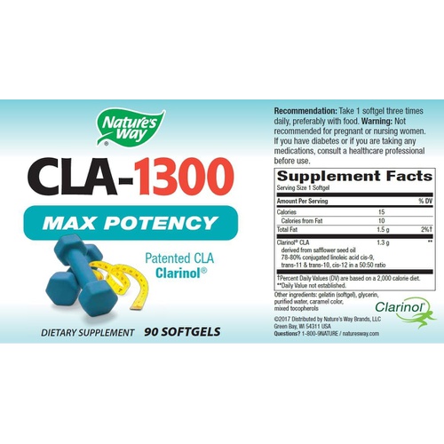  Natures Way CLA-1300 Max Potency Patented CLA Clarinol, 90 Softgels