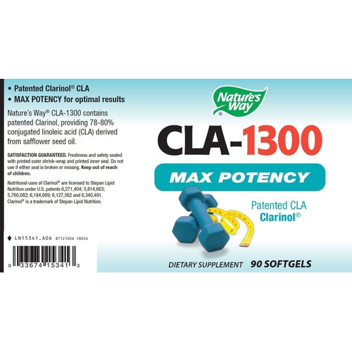  Natures Way CLA-1300 Max Potency Patented CLA Clarinol, 90 Softgels