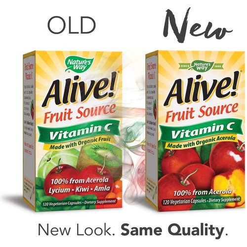  Natures Way Alive! Fruit Source Vitamin C, Made with Organic Acerola, 120 Count