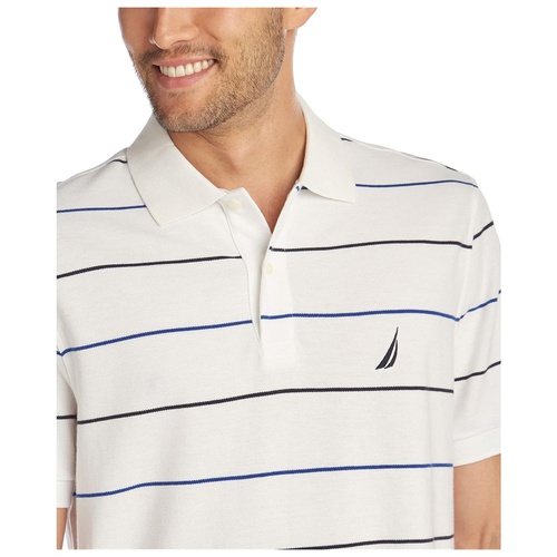 노티카 Nautica Mens Classic Fit Short Sleeve 100% Cotton Pique Stripe Polo Shirt