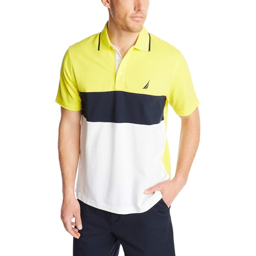 노티카 Nautica Mens Short Sleeve 100% Cotton Pique Color Block Polo Shirt