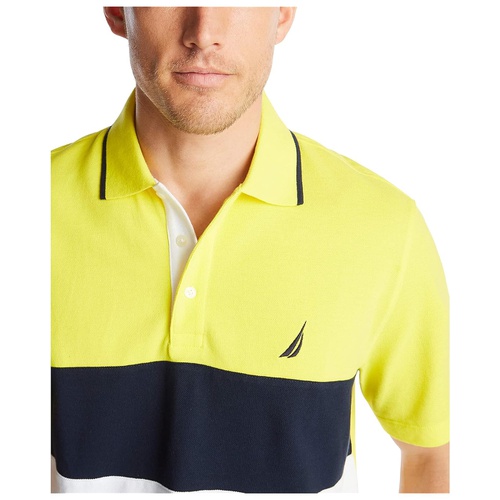 노티카 Nautica Mens Short Sleeve 100% Cotton Pique Color Block Polo Shirt