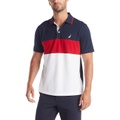 Nautica Mens Short Sleeve 100% Cotton Pique Color Block Polo Shirt