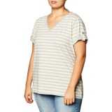 Nautica Womens Easy Comfort V-Neck Striped Supersoft Stretch Cotton T-Shirt