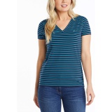 Nautica Womens Easy Comfort V-Neck Striped Supersoft Stretch Cotton T-Shirt