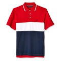 Nautica Mens Short Sleeve 100% Cotton Pique Color Block Polo Shirt