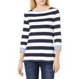 Nautica Womens Boatneck 3/4 Sleeve 100% Cotton Shirt