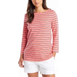 Nautica Womens Boatneck 3/4 Sleeve 100% Cotton Shirt