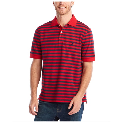 노티카 Nautica Mens Classic Fit 100% Cotton Soft Short Sleeve Stripe Polo Shirt