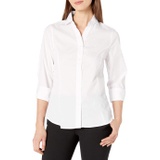Nautica Womens Casual Comfort 3/4 Sleeve Button Down Solid Shirt