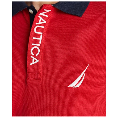 노티카 Nautica Mens Short Sleeve Color Block Performance Pique Polo Shirt