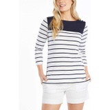 Nautica Womens Boatneck 3/4 Sleeve 100% Cotton Shirt