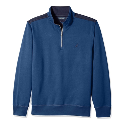 노티카 Nautica Mens 1/4 Zip Pieced Fleece Sweatshirt