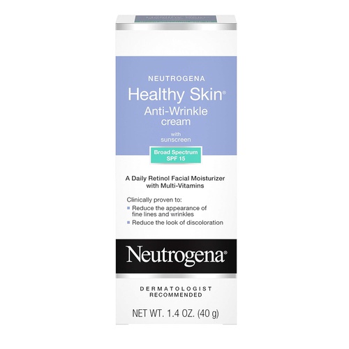  Neutrogena Healthy Skin Anti-Wrinkle Retinol & Vitamin E Daily Moisturizer with SPF 15 Sunscreen, Oil-Free Face & Neck Cream with Retinol, Vitamin E, Vitamin A & Vitamin B5, 1.4 oz