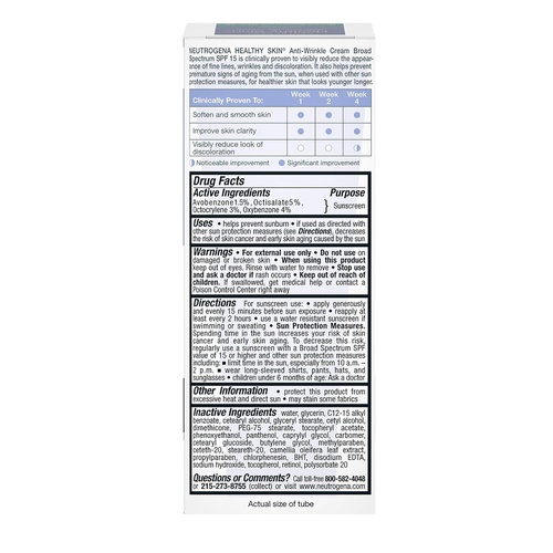  Neutrogena Healthy Skin Anti-Wrinkle Retinol & Vitamin E Daily Moisturizer with SPF 15 Sunscreen, Oil-Free Face & Neck Cream with Retinol, Vitamin E, Vitamin A & Vitamin B5, 1.4 oz