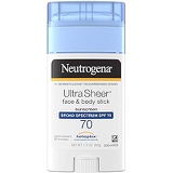 Neutrogena Ultra Sheer Non-Greasy Sunscreen Stick for Face & Body, Broad Spectrum SPF 70, 1.5 oz