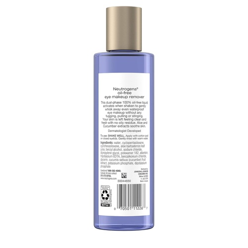  Neutrogena Gentle Oil-Free Eye Makeup Remover & Cleanser for Sensitive Eyes, Non-Greasy Makeup Remover, Removes Waterproof Mascara, Dermatologist & Ophthalmologist Tested, 8.0 fl.