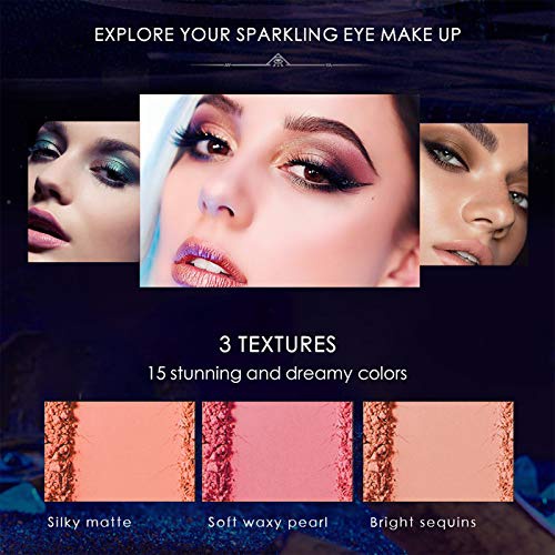  NewBang Colorful Eyeshadow Palette 15 Colors Shimmer Matte Metallic High Pigmented Neutral Waterproof Eyes Shadow, Easy To Blend Long Lasting Eye Shadow Makeup Pallet(Classic Saturn)