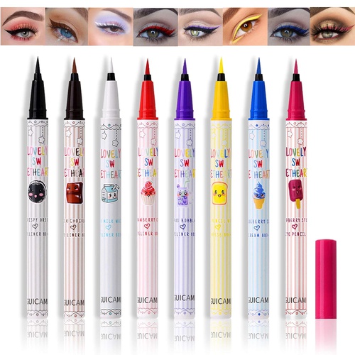  NewBang 8 packs Colorful Matte Liquid Eyeliner Set, Colored Eyeliers Pencil Waterproof Eyeliner Liquid Pen,with Flexible Felt Tip Professional Smudge Proof Hypoallergenic Multi Colored Mak