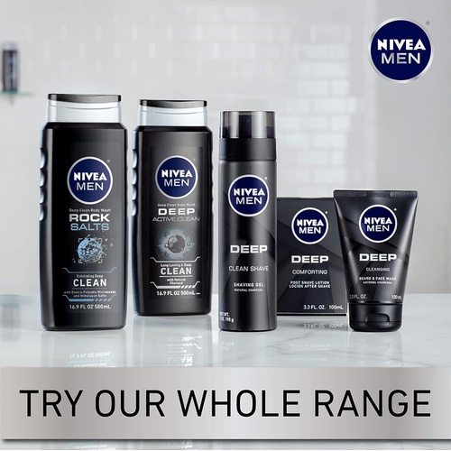  Nivea Men Deep Cleansing Beard and Face Wash, Natural Charcoal, 9.9 Fl Oz , Pack of 3