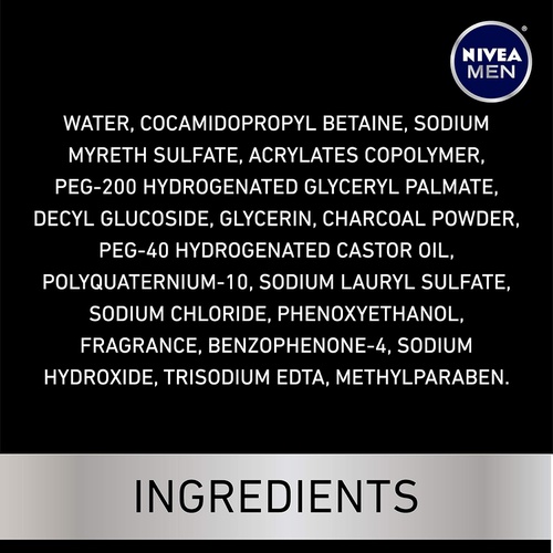  Nivea Men Deep Cleansing Beard and Face Wash, Natural Charcoal, 9.9 Fl Oz , Pack of 3