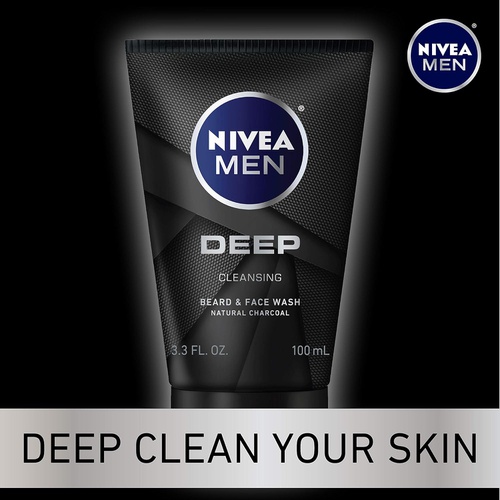  Nivea Men Deep Cleansing Beard and Face Wash, Natural Charcoal, 9.9 Fl Oz , Pack of 3