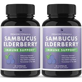 Nobi Nutrition Black Sambucus Elderberry Capsules for Immune Support - Adult Extra Strength Immune Booster Elderberry Capsules - 4:1 Nigra Extract Immune Support Supplement (2 Pack