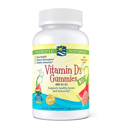  Nordic Naturals Vitamin D3 Gummies Kids, Wild Watermelon Splash - 120 Gummies - 400 IU Vitamin D3 - Bone Health, Healthy Immunity - Non-GMO, Vegetarian - 120 Servings