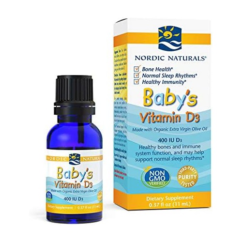  Nordic Naturals Baby’s Vitamin D3, Unflavored - 0.37 oz - 400 IU Vitamin D3 - Healthy Bones, Immune System Support, Normal Sleep Rhythms - Non-GMO, Certified Vegetarian - 365 Servi