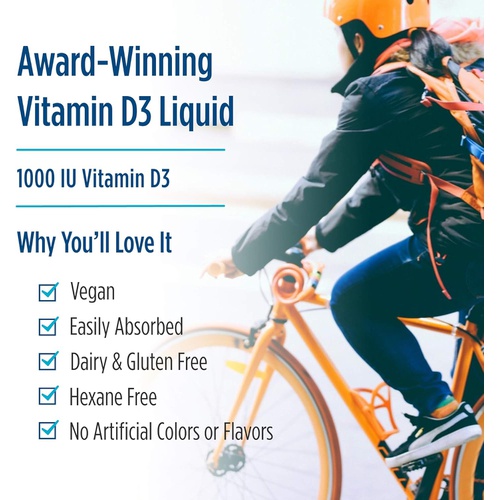  Nordic Naturals Plant-Based Vitamin D3 Liquid - 1 oz - 1000 IU Vitamin D3 - Healthy Bones, Mood & Immune System Function - Non-GMO, Vegan - 60 Servings