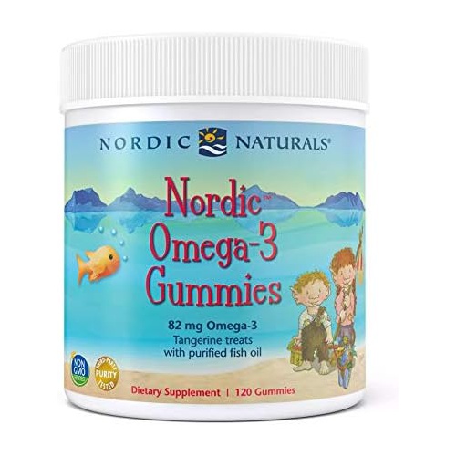  Nordic Naturals Nordic Omega-3 Gummies, Tangerine - 120 Gummies - 82 mg Total Omega-3s with EPA & DHA - Non-GMO - 60 Servings