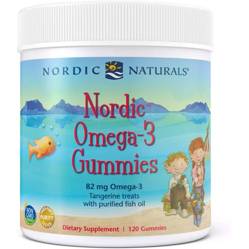  Nordic Naturals Nordic Omega-3 Gummies, Tangerine - 120 Gummies - 82 mg Total Omega-3s with EPA & DHA - Non-GMO - 60 Servings