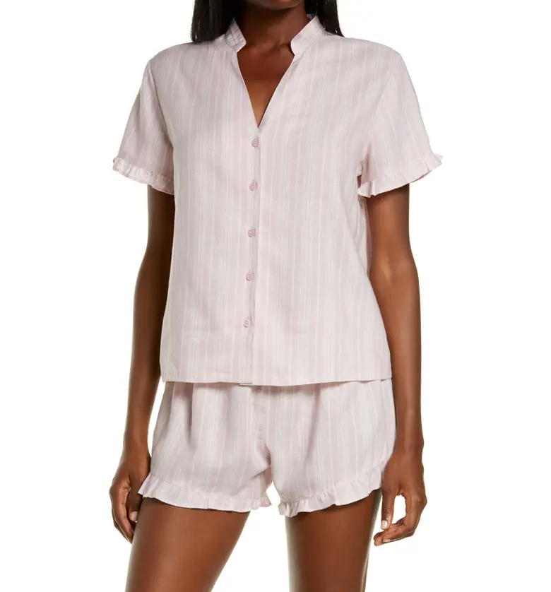 Nordstrom Romantic Stripe Linen Blend Short Pajamas_PURPLE FRAGRANT LINEN STRIPE