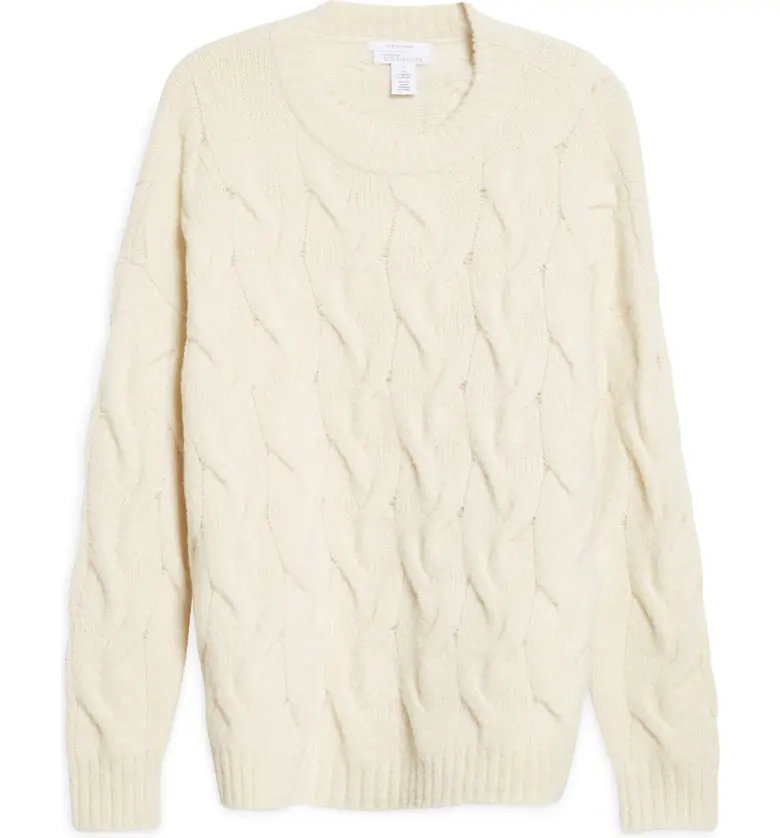 Nordstrom Signature Cable Crewneck Cashmere Sweater_IVORY SOFT