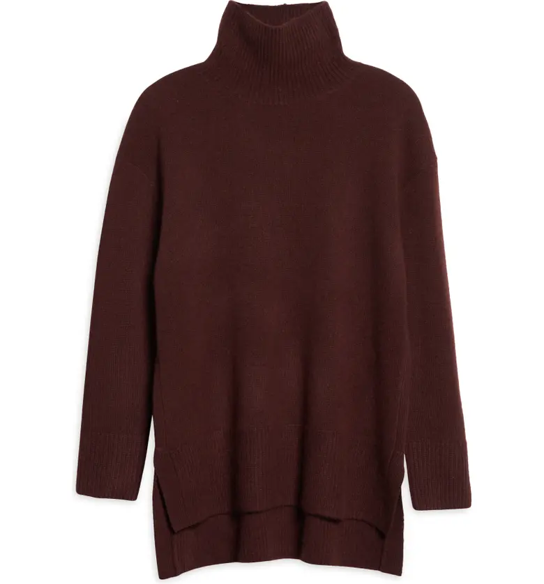 Nordstrom Signature Nordstrom Funnel Neck Cashmere Sweater_BROWN CHOCOLATE