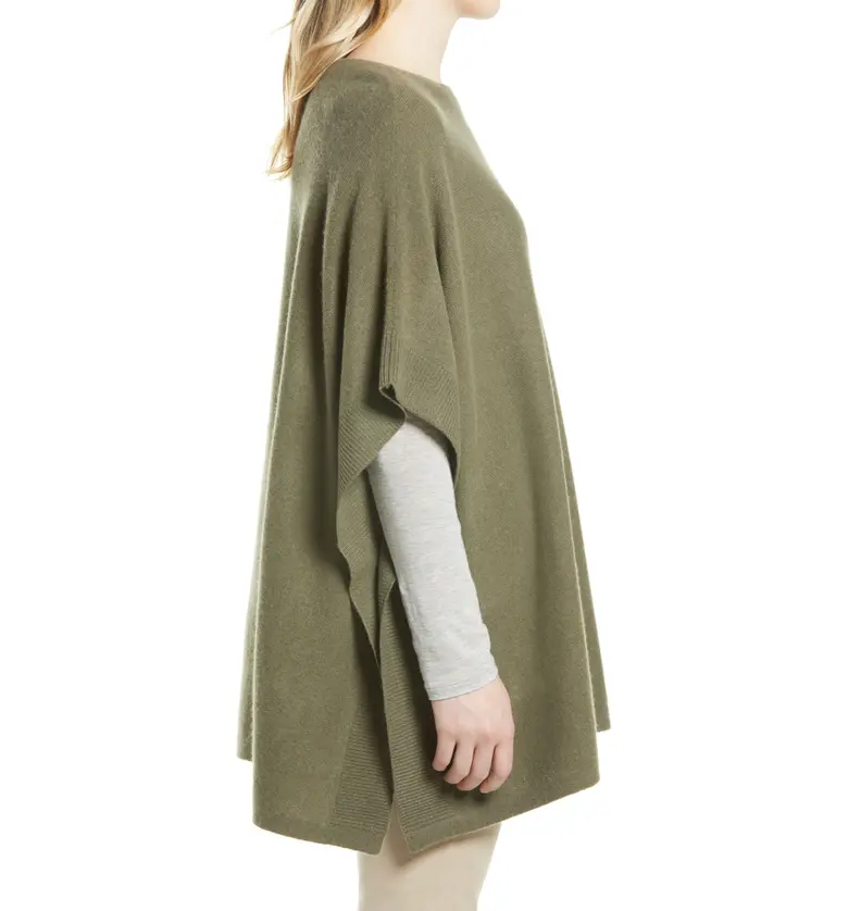 노드스트롬 Nordstrom Wool & Cashmere Poncho_OLIVE IVY HEATHER