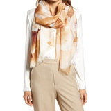 Nordstrom Eyelash Trim Print Cashmere & Silk Wrap_TAN FANNING DOTS