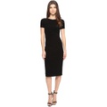 Norma Kamali Short Sleeve Crew Neck Shirred Waist Dress