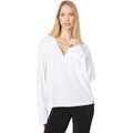 Norma Kamali Cropped Long Sleeve V-Neck Top