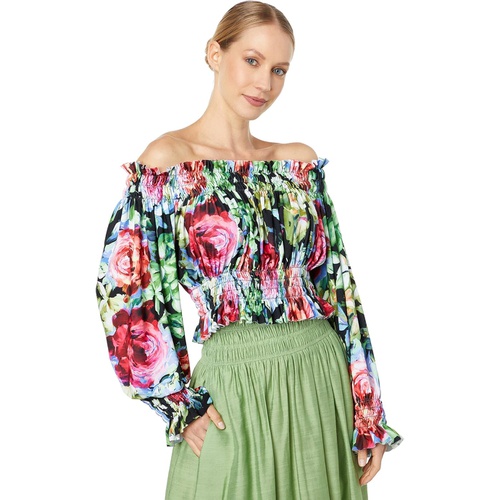  Norma Kamali Cropped Peasant Top