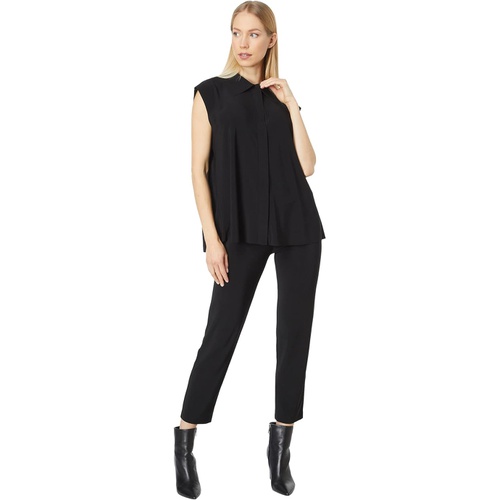  Norma Kamali Sleeveless Boyfriend Shirt A-Line Top