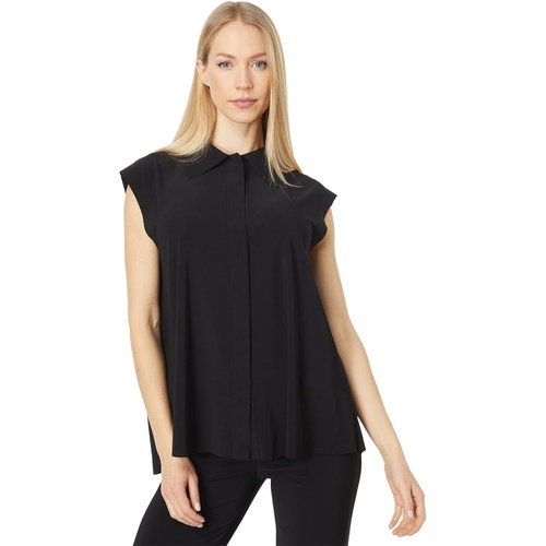  Norma Kamali Sleeveless Boyfriend Shirt A-Line Top