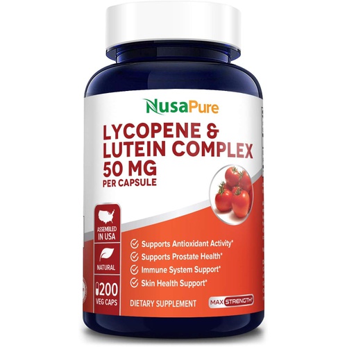  NusaPure Lycopene & Lutein Complex 50mg 200 Veggie Capsules (Non-GMO & Gluten Free)