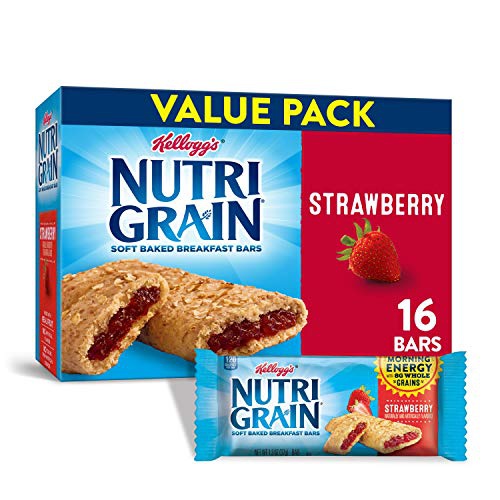  Kelloggs Nutri-Grain, Soft Baked Breakfast Bars, Strawberry, Made with Whole Grain, Value Pack, 20.8 oz (Pack of 3)